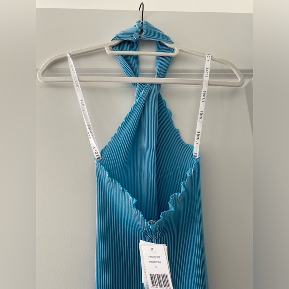 L’idee Nuits D'Été Turlington Midi-Dress Blue Halter | Size Uk 8/Small NWT - Picture 7 of 10